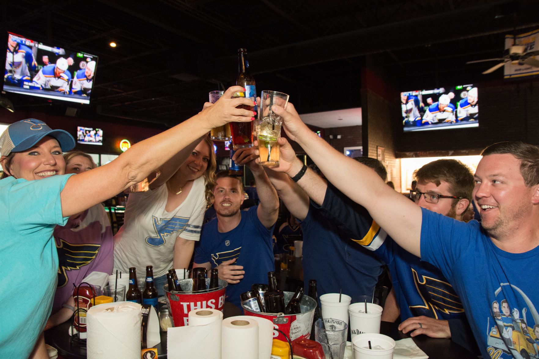 Blues Fans at Hotshots Wentzville during the Stanley Cup Final Game 1